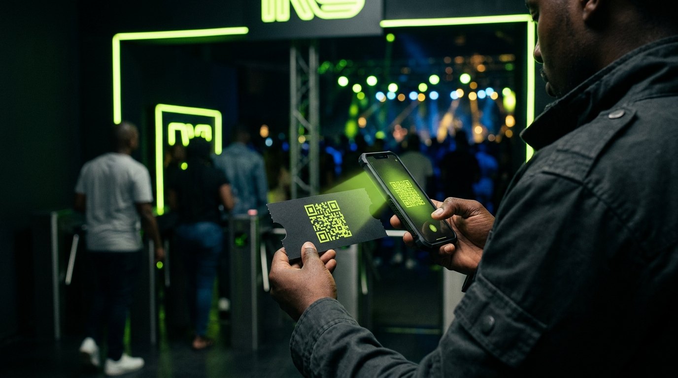 An organizer scanning a Zivora QR ticket at a venue gate