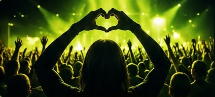Crowd at a Zivora event making a heart with their hands